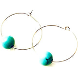 Amie Single Turquoise Bead Medium Hoop Earrings