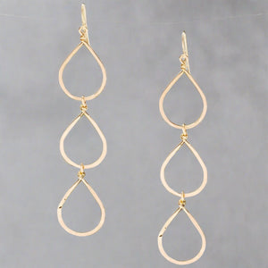 Bella Triple or Double Hammered Gold Pear Earrings
