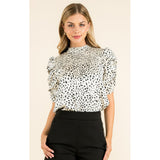 Ryder Ruched Elbow Sleeve PrInted THML Top