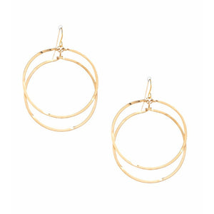 Bella Hammered Double Circle Gold Earrings