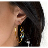 Abley Multi Stone Gold Hoop Earrings