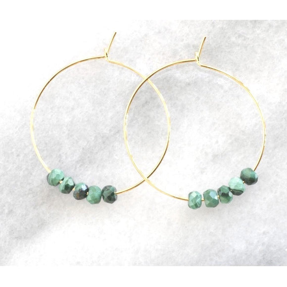 Addie Turquoise Beaded Gold Hoop Earrings