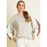 Faith Beige Color Block Sleeve THML Sweater