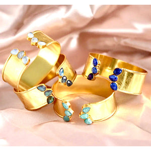 Abrea Multi Stone Gold Cuff Bracelet