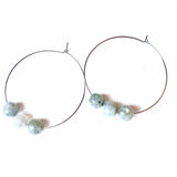 Addie Silver Hoop Vibrant Labradorite Beaded Earrings