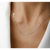 Lauren Side Cross Silver Necklace