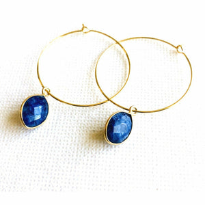 Amie Blue Lapis Hoop Earrings-Fig Tree Jewelry & Accessories