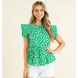 Penny Green Printed Flutter Sleeve THML Top