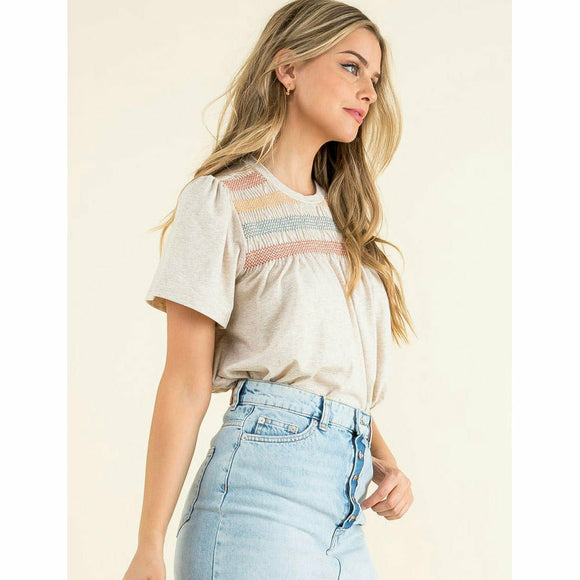 Colleen Embroidered THML Top Sleeve