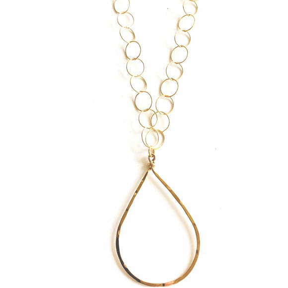 Avia Hammered Pear Drop Long Necklace-Fig Tree Jewelry & Accessories
