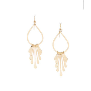 Bella Pear Gold Fringe Drop Earrings