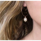 Amie Real Pearl Drop Medium Hoop Earrings