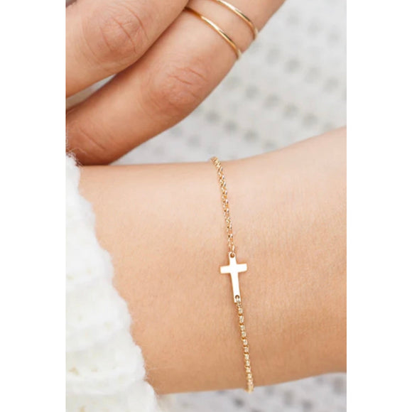 Lauren Gold or Silver Cross Bracelet