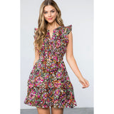 Belinda Floral Flutter Sleeve THML Dress