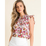 Alice Floral Printed Flutter Sleeve THML Top