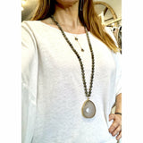 Abley Geode Sliced Beaded Long Necklace-Fig Tree Jewelry & Accessories