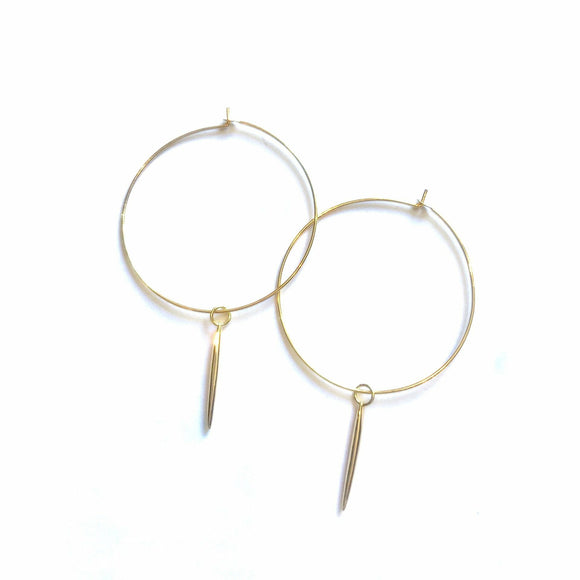 Amie Gold Drop Hoop Earrings-Fig Tree Jewelry & Accessories