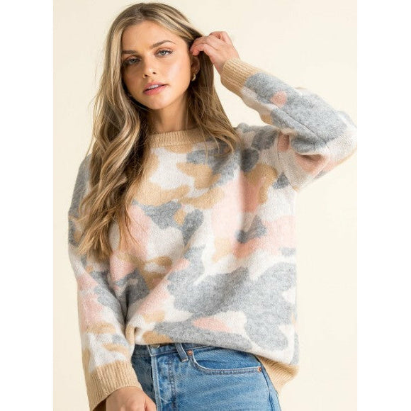 Aryana Camo Pattern THML Sweater